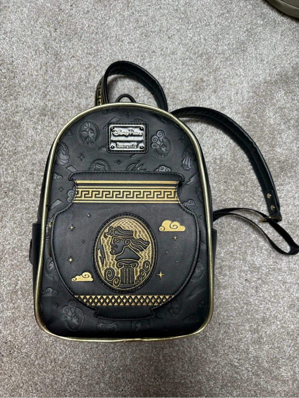 Loungefly Disney Hercules Black & Gold Mini Backpack